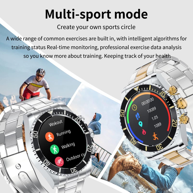 findtime Smart Watch for Android Phones Answer Make Calls SMS Reminder Smartwatch Compatible iPhone Bluetooth Stainless Steel Fitness Watch Men Smart Watches for Men Reloj Inteligente - Image 4