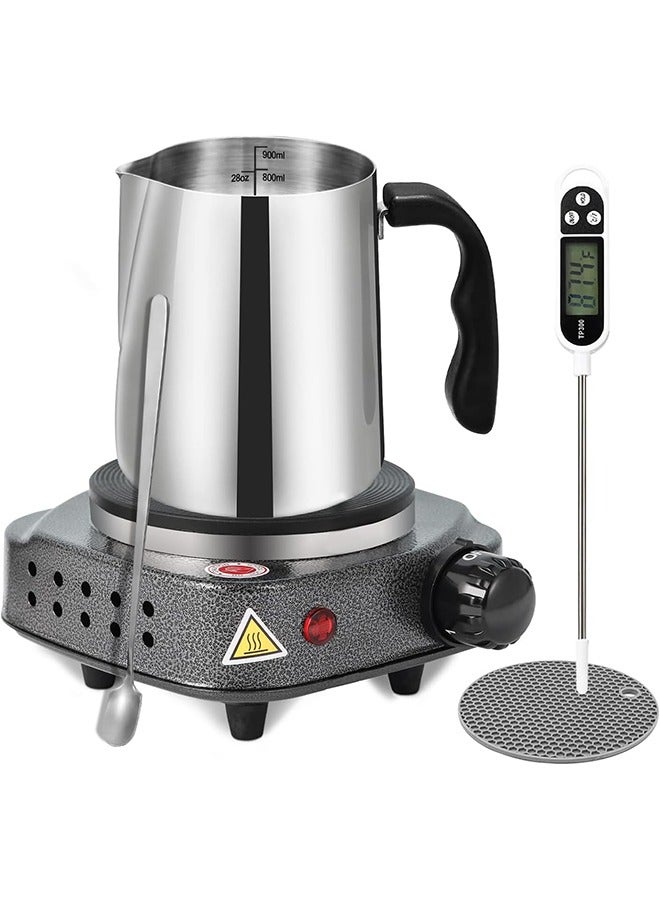 Garlo Candle Making Kit with Electronic Hot Plate, Candle Making Kit for Adults, DIY Starter Candle Making Supplies, with 900ml Candle Make Pouring Pot, Stirring Spoon,Thermometers - Image 1