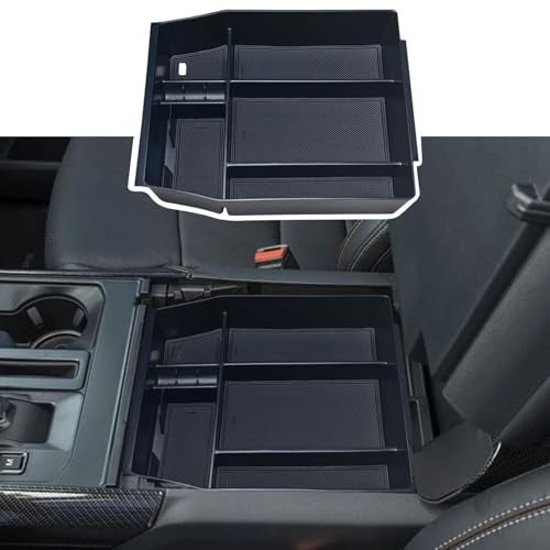 Zxiaochun Center Console Organizer Compatible with 2021 2022 2023 2024 Ford F150 Interior Accessories, Armrest Box Insert Storage Tray (Full Console w/Bucket Seats ONLY) Black Trim - Image 1