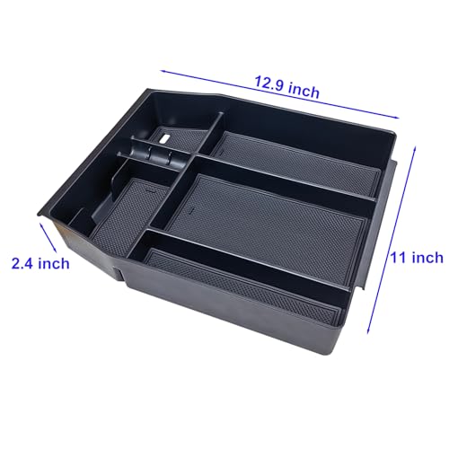 Zxiaochun Center Console Organizer Compatible with 2021 2022 2023 2024 Ford F150 Interior Accessories, Armrest Box Insert Storage Tray (Full Console w/Bucket Seats ONLY) Black Trim - Image 5