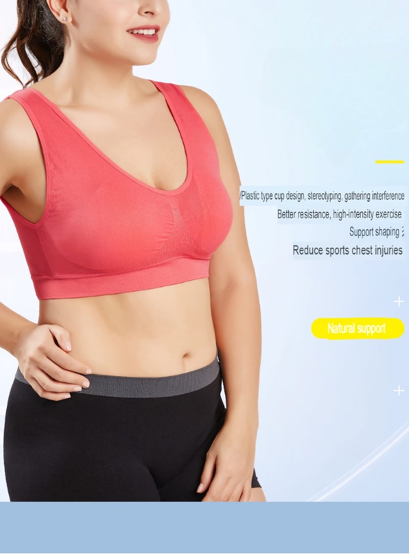 AROAQ Women Sports Bra, Fitness Sports Yoga Bra with Removable Padding, Double-layer Seamless Sports Bra without Rims, Comfortable Soft Bra for Workouts Running Yoga Trainings, (Size 3XL, Blue)  - Image 2