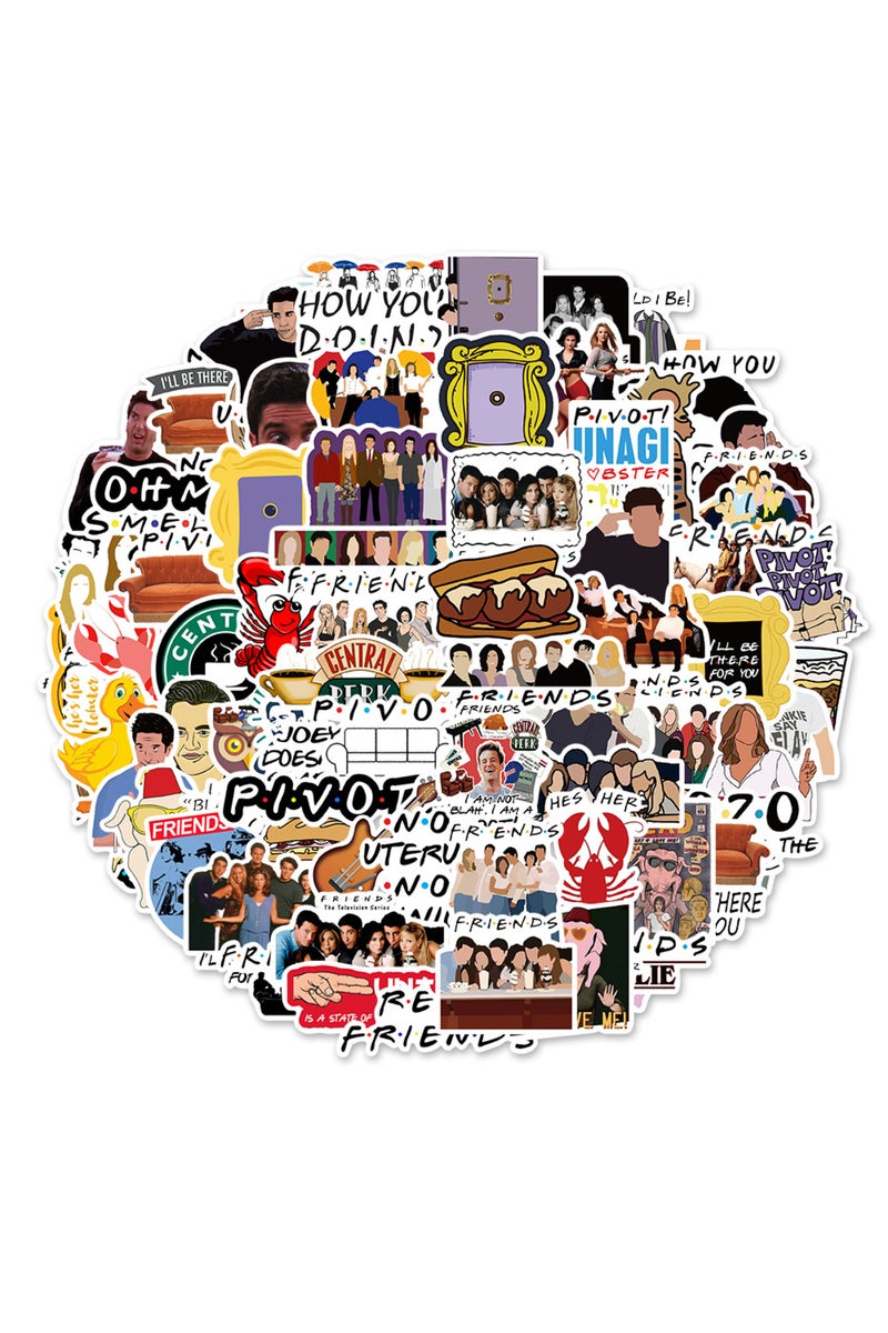 30 قطعة، 10/30/50/100 قطعة، ملصقات مسلسل الأصدقاء الكلاسيكي، مناسبة لألواح التزلج، وأجهزة الكمبيوتر المحمولة، والدراجات النارية، والسفر.