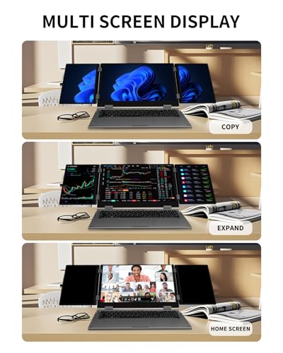 KOOFORWAY Triple Screen Laptop, 16" Main + Dual 10.5" Monitors, Core i7-12700H, 32GB RAM, 2TB SSD, Win 11 Pro, Wi-Fi 5, BT 5.0, Face & Fingerprint Unlock, USB-C, HDMI - Image 2