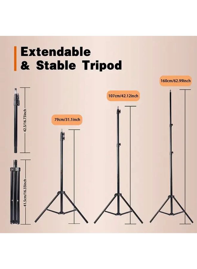 زومي ضوء حلقة إل إي دي أسود 10 بوصة مع حامل تريبود 63 بوصة للبث والمكياج - Image 3