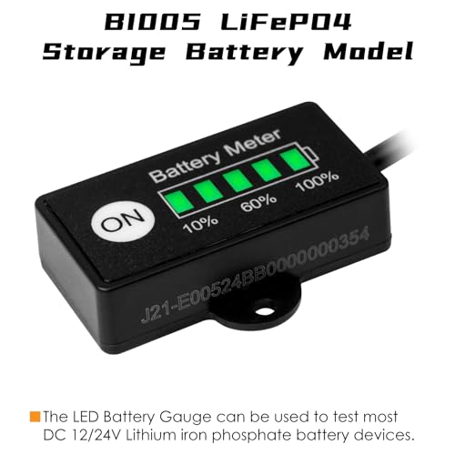 Jayron Mini LED Battery Indicator, DC 12/24V Lifepo4 Battery Fuel Gauge for Golf Carts, Forklifts & Equipment - Image 2