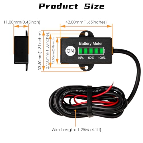 Jayron Mini LED Battery Indicator, DC 12/24V Lifepo4 Battery Fuel Gauge for Golf Carts, Forklifts & Equipment - Image 5