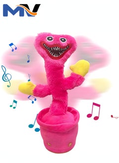 MAGIC VAULT Dancing Cactus, Singing Huggy Wuggy Plush Toy,Talking Repeat Singing Electric Dancing Playtime Plush,120 Pcs Songs for Baby 15S Record Your Sound Sing+Repeat+Dancing+Recording+LED（Pink）  - Image 1
