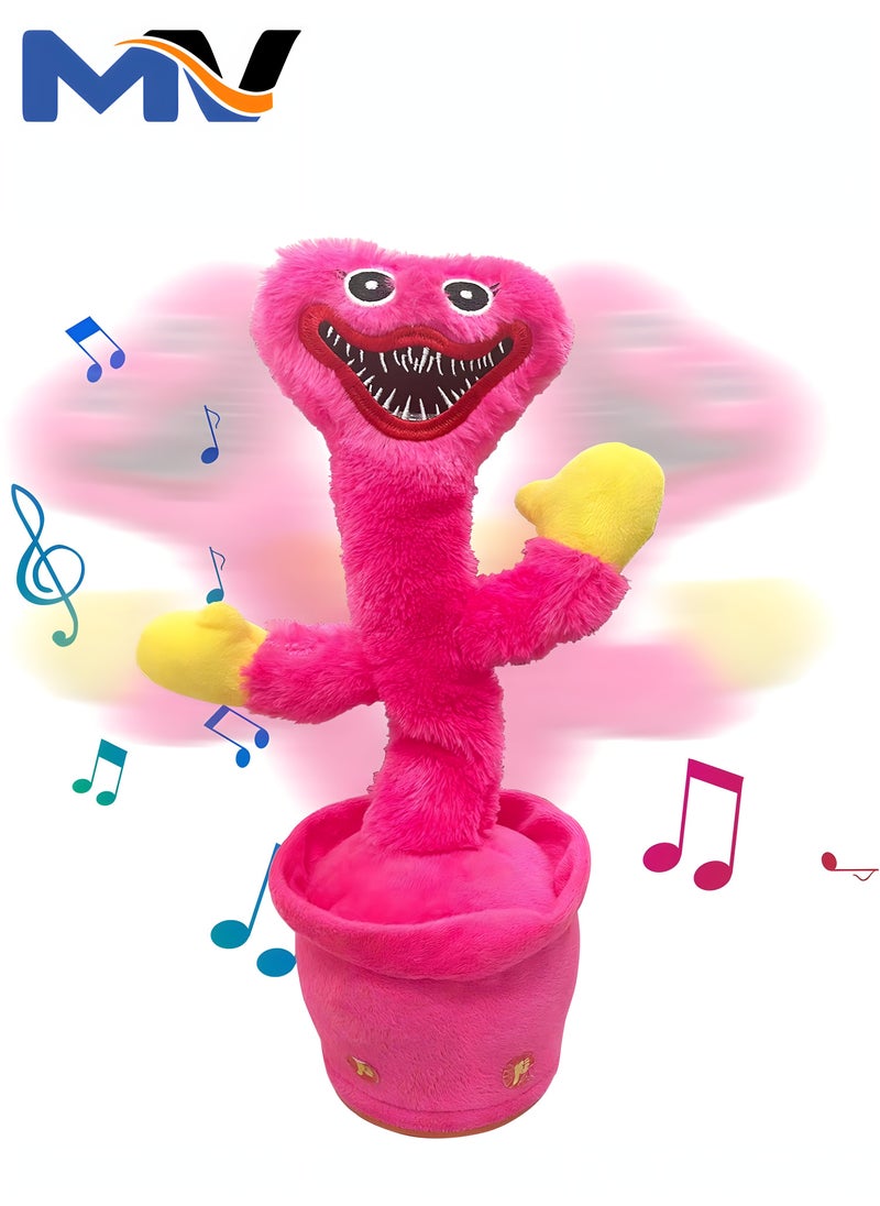 MAGIC VAULT - Dancing Cactus, Singing Huggy Wuggy Plush Toy,Talking Repeat Singing Electric Dancing Playtime Plush,120 Pcs Songs for Baby 15S Record Your Sound Sing+Repeat+Dancing+Recording+LED（Pink） - Image 1