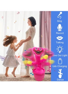 MAGIC VAULT Dancing Cactus, Singing Huggy Wuggy Plush Toy,Talking Repeat Singing Electric Dancing Playtime Plush,120 Pcs Songs for Baby 15S Record Your Sound Sing+Repeat+Dancing+Recording+LED（Pink）  - Image 2