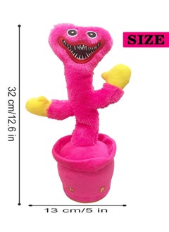 MAGIC VAULT Dancing Cactus, Singing Huggy Wuggy Plush Toy,Talking Repeat Singing Electric Dancing Playtime Plush,120 Pcs Songs for Baby 15S Record Your Sound Sing+Repeat+Dancing+Recording+LED（Pink）  - Image 3