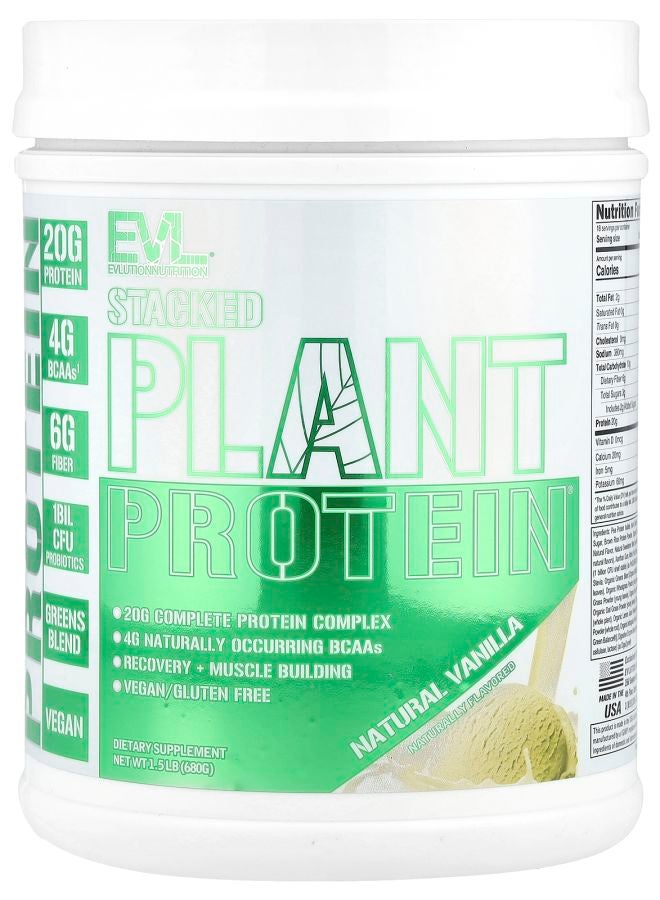 EVLUTION NUTRITION Stacked Plant Protein Natural Vanilla 1.5 lb (680 g)