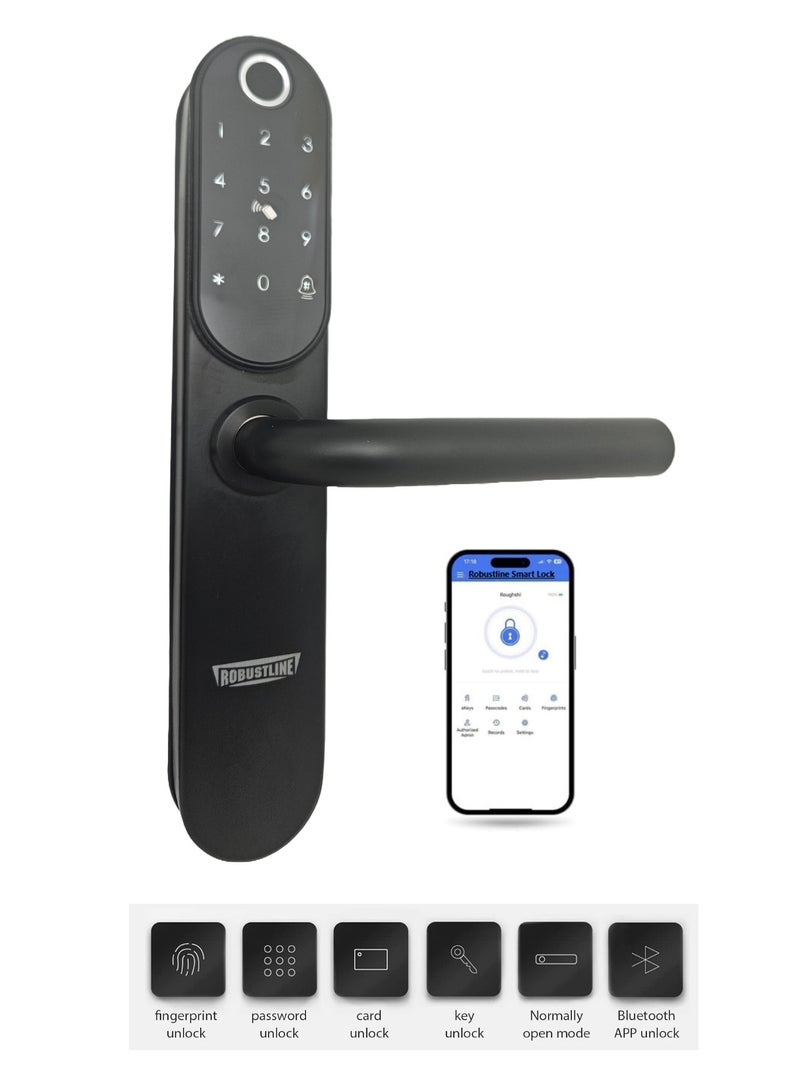 ROBUSTLINE Robustline OUTDOOR Electronic Smart Door Lock with 5 Function- Fingerprint, Mobile App, Passcode, Smart IC Card, Metal Key (2 YEARS WARRANTY) (RBSL1030B) - Image 1
