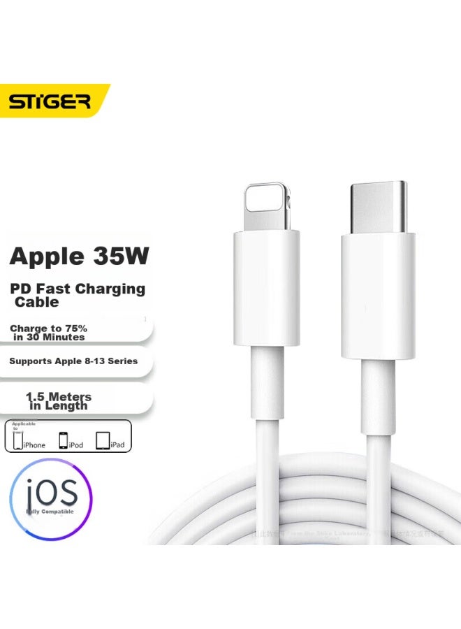 Stiger Pd20w Fast Charging Cable For Apple Phones, Type-c To Lightning Charger Cord For Iphone 14/13/12/11 Pro/xs Max, 1.5 Meters - Image 1