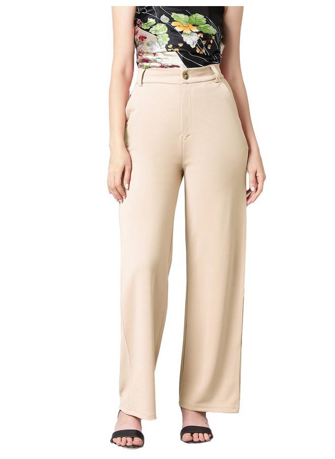 Kotty KOTTY Womens Cotton Blend Straight Fit Trousers  - Image 1