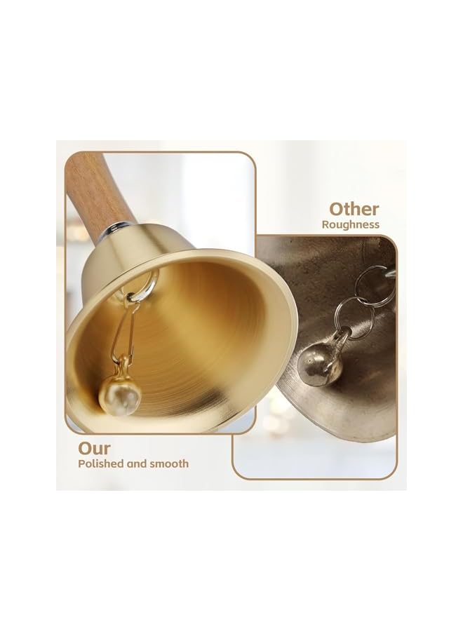 The Bros جرس يدوي خشبي عالي الصوت - جرس نحاسي صلب مع مقبض خشبي للاتصال لكبار السن في المنزل، الزفاف، تدريب الحيوانات، المكتب، العشاء، المهرجان، التأمل، التعليم الموسيقي والخدمة - Image 4