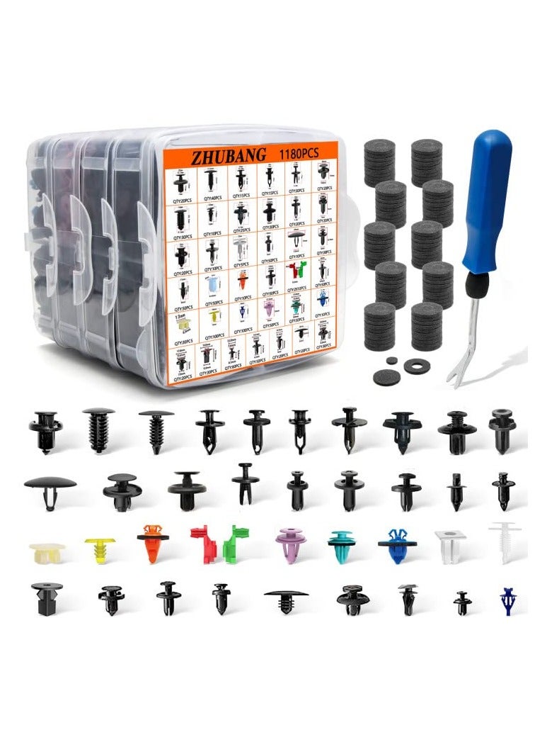 1281PCS Car Push Retainer Clips Door Panel Trim Clamp Kit with 38 Most Popular Size Nylon Bumper Fender Panel Clips for GM Ford Toyota Honda Chevrolet BMW - Image 1