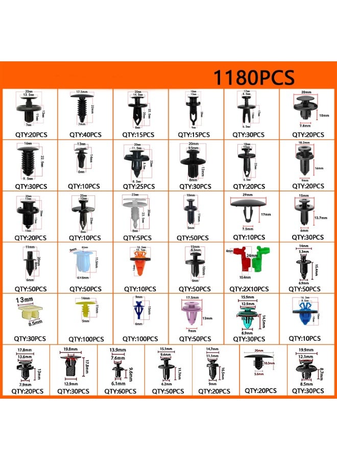1281PCS Car Push Retainer Clips Door Panel Trim Clamp Kit with 38 Most Popular Size Nylon Bumper Fender Panel Clips for GM Ford Toyota Honda Chevrolet BMW - Image 2