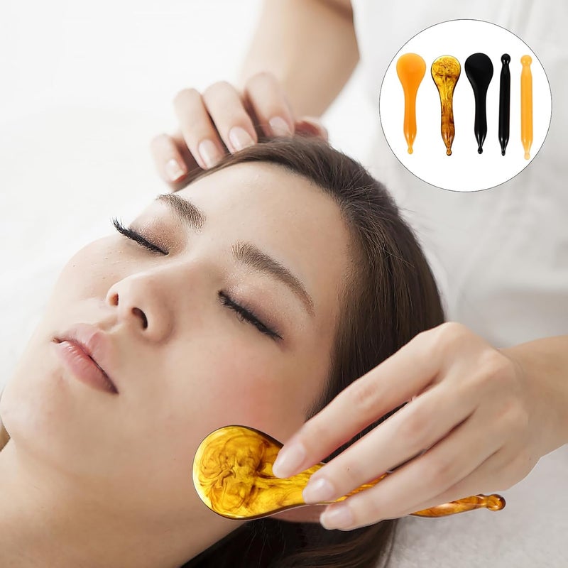 EXCEART 1 Set 5pcs Acupuncture Pen Facial Eye Scraping Bar Stick Meridian Pain Relief Scraping Board Plate Health Care Supplies for Women Men - Image 2