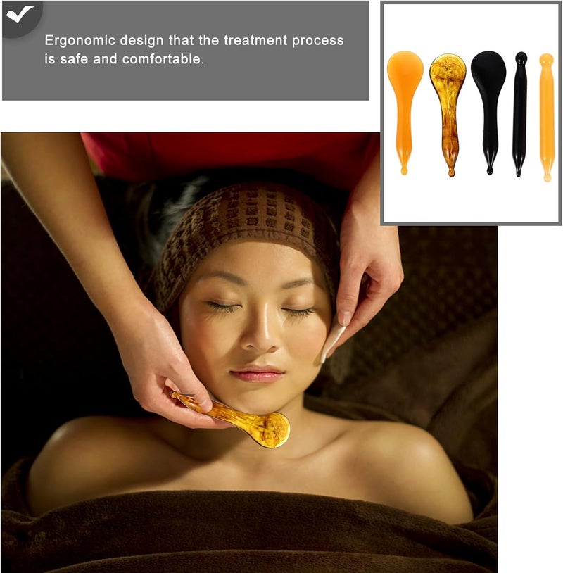 EXCEART 1 Set 5pcs Acupuncture Pen Facial Eye Scraping Bar Stick Meridian Pain Relief Scraping Board Plate Health Care Supplies for Women Men - Image 5