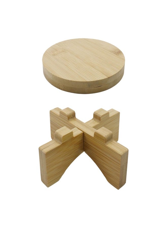 Oedema 4.45-inch Solid Wood Mini Plant Stand Short Flower Stand Round Plant Riser for Small Items, Flower Pot, Small Plant, Gift, Tabletop Decor, Office - Image 3