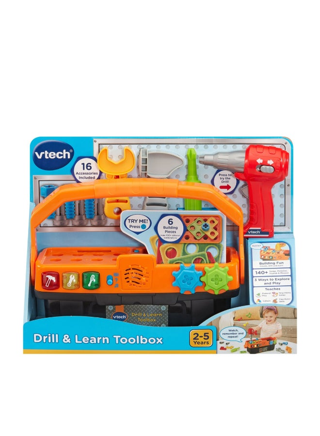 vtech Drill & Learn Electronic Toolbox Toy with Interactive Drill, Tools, Lights & Music – Educational DIY Playset for Toddlers - Image 5