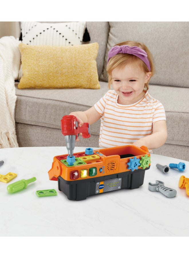 vtech Drill & Learn Electronic Toolbox Toy with Interactive Drill, Tools, Lights & Music – Educational DIY Playset for Toddlers - Image 3