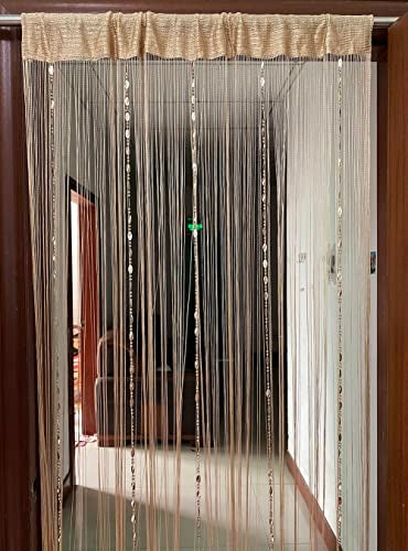 ZiDeTang Button Beaded Door Curtain Fringe Tassel Living Room Divider Curtain (39.30" x 78.50", Champagne) - Image 3
