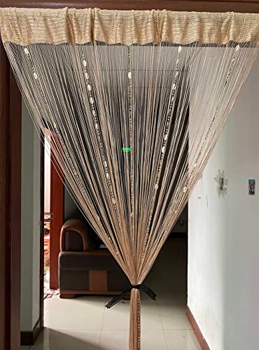 ZiDeTang Button Beaded Door Curtain Fringe Tassel Living Room Divider Curtain (39.30" x 78.50", Champagne) - Image 5