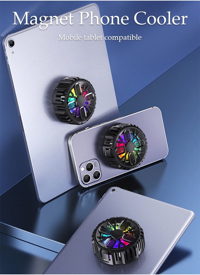 DUNISO Magnetic Semi-Conductor Cooling Chip Phone Cooling Fan with Magnetic Plates and RGB Lights, Fit All Types of iPhone Android Smartphones  - Image 2