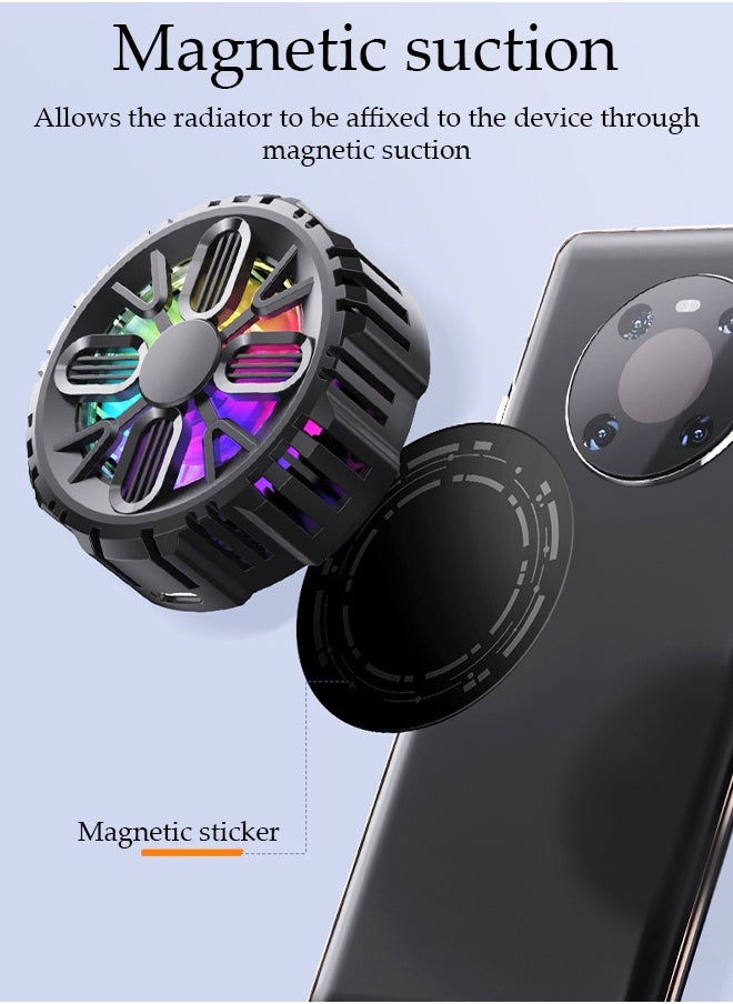 DUNISO Magnetic Semi-Conductor Cooling Chip Phone Cooling Fan with Magnetic Plates and RGB Lights, Fit All Types of iPhone Android Smartphones  - Image 5