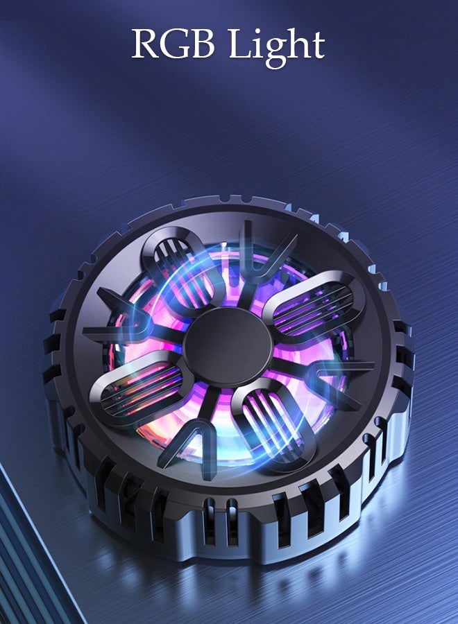 Magnetic Semi-Conductor Cooling Chip Phone Cooling Fan with Magnetic Plates and RGB Lights, Fit All Types of iPhone Android Smartphones