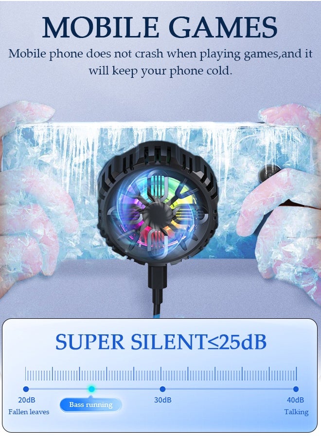 DUNISO Magnetic Semi-Conductor Cooling Chip Phone Cooling Fan with Magnetic Plates and RGB Lights, Fit All Types of iPhone Android Smartphones  - Image 3