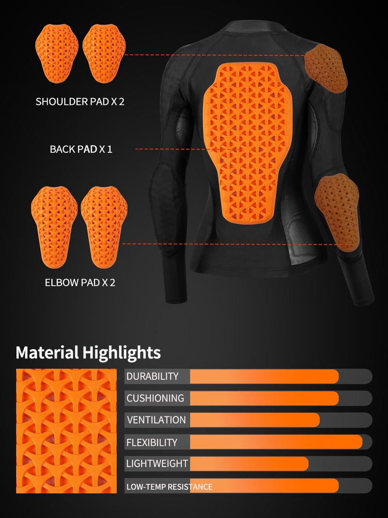 WOSAWE Mesh Motorcycle Jacket Women Padded Motorcycle Shirt with Back Pads Summer Sport Bike Gear, Black L - Image 4