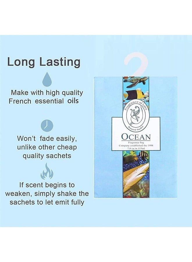 Beauenty 6 Scents 18 PCS Natural Scented Sachets, Home Deodorizing Aroma Bag with Hanger Wardrobe Long Lasting Sachets Bags Air Freshener Scents Bathroom Fragrance Hanging Aroma Bag for Drawers Closets Cars  (Lavender Jasmine Rose Lemon Ocean Lily) - Image 5