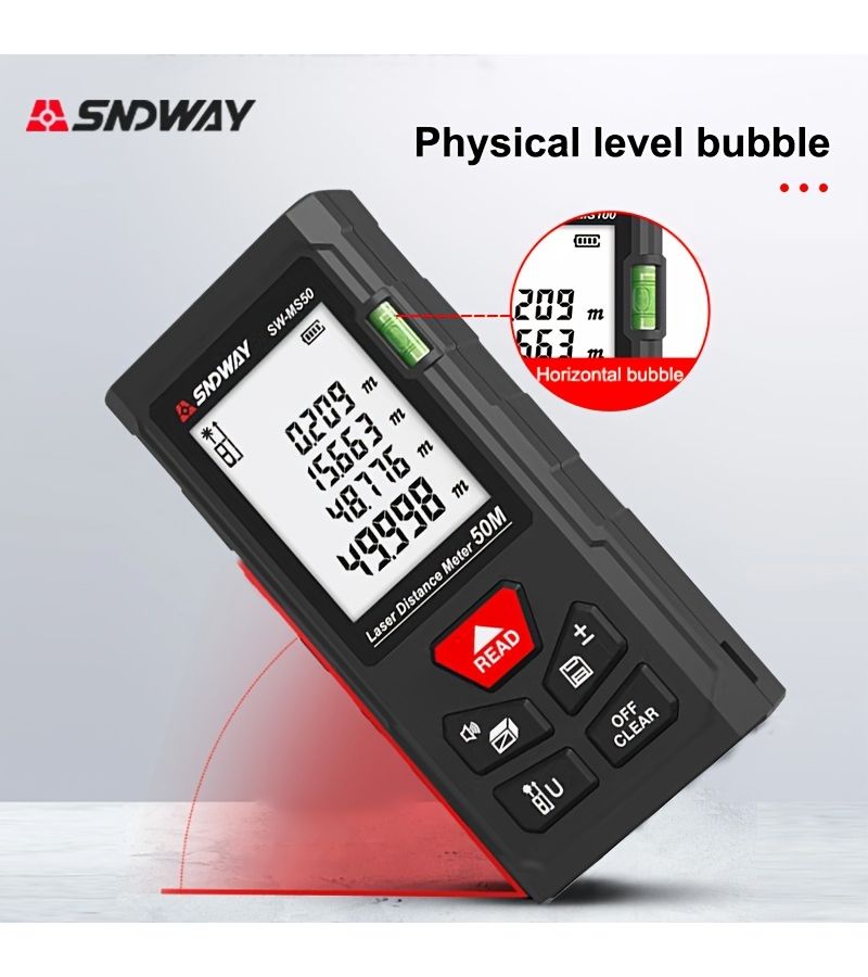 SNDWAY Laser Distance Meter 50m High Precision Digital Tape Measure - Image 2