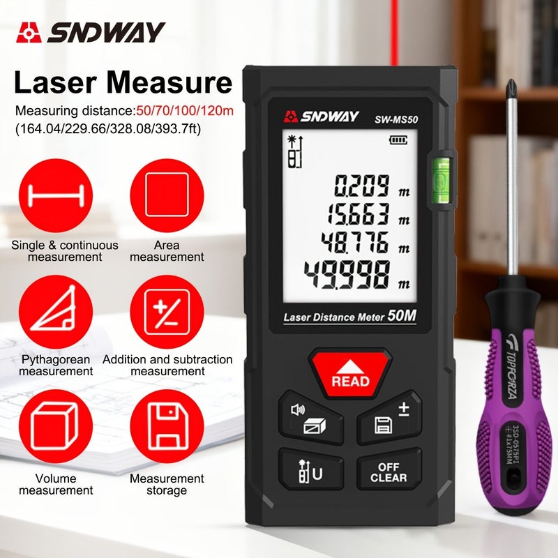 SNDWAY Laser Distance Meter 50m High Precision Digital Tape Measure - Image 3