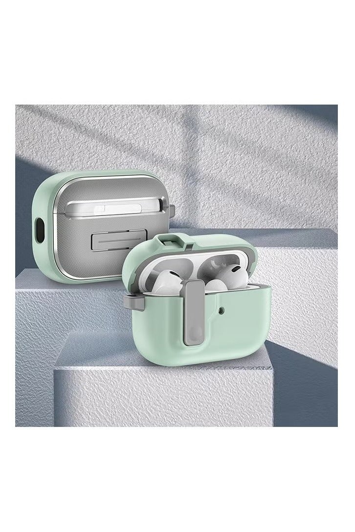 Compatible With AirPods Pro 2 Case With Key Clip, Full Body Rugged Shock And Drop Protection Headphone Cover (Mint Green) - Image 2