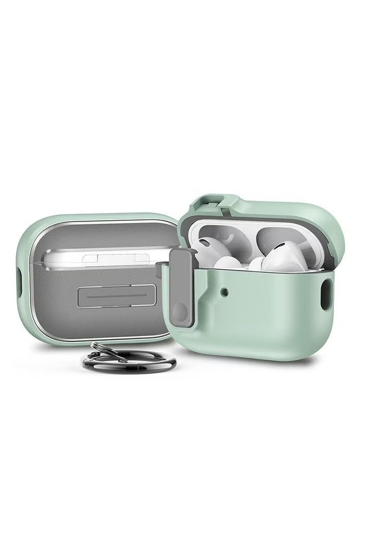 Compatible With AirPods Pro 2 Case With Key Clip, Full Body Rugged Shock And Drop Protection Headphone Cover (Mint Green) - Image 1