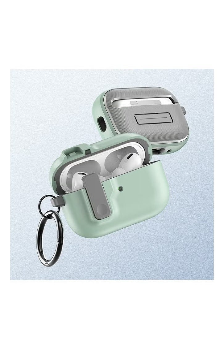 Compatible With AirPods Pro 2 Case With Key Clip, Full Body Rugged Shock And Drop Protection Headphone Cover (Mint Green) - Image 4