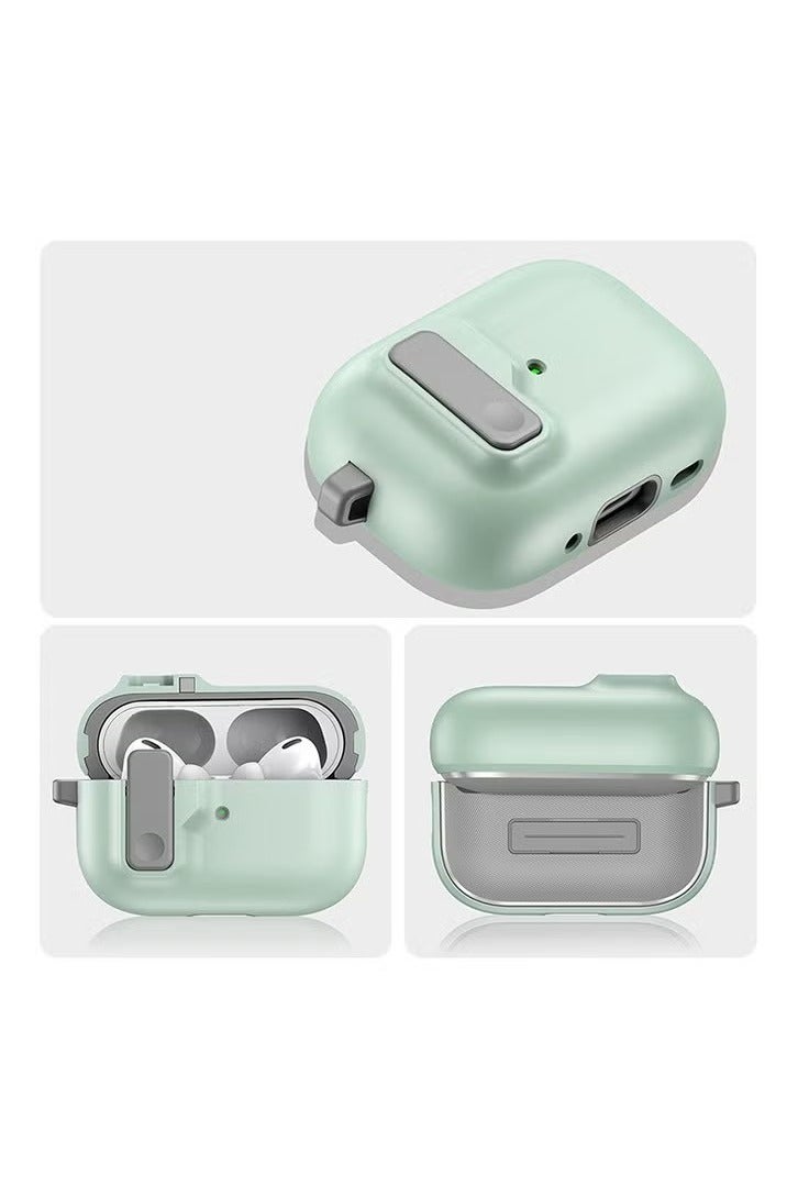 Compatible With AirPods Pro 2 Case With Key Clip, Full Body Rugged Shock And Drop Protection Headphone Cover (Mint Green) - Image 3