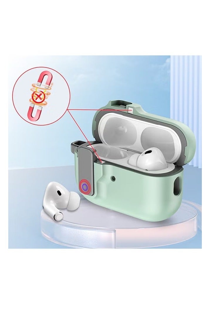 Compatible With AirPods Pro 2 Case With Key Clip, Full Body Rugged Shock And Drop Protection Headphone Cover (Mint Green) - Image 5