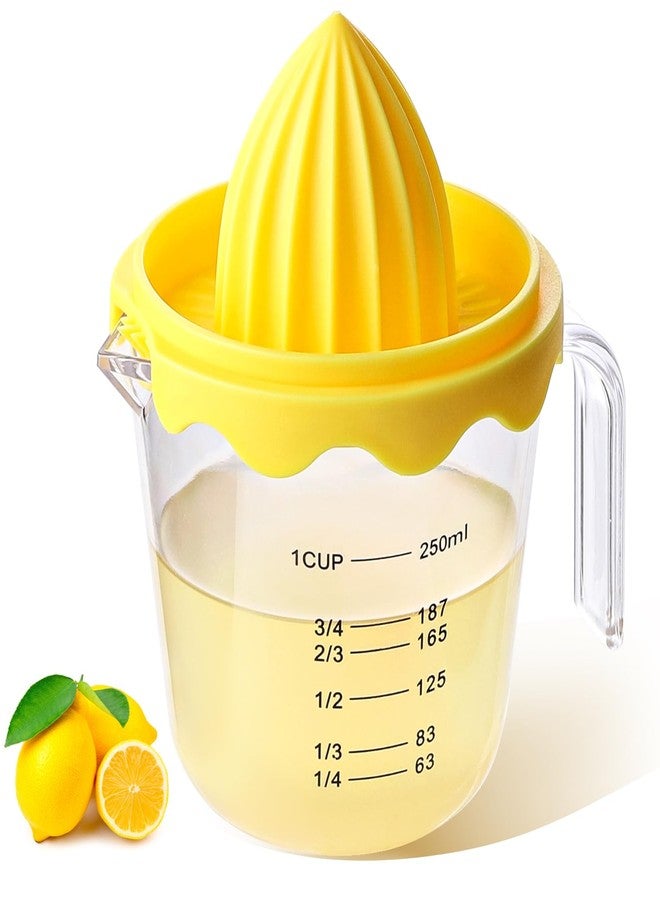 Sailench Lemon Squeezer,plastic Lemon Juicer,Detachable Separate,Manual Juicer with Measuring Cup,Juice Squeezer Handheld for Lemons (Yellow, Large) - Image 1