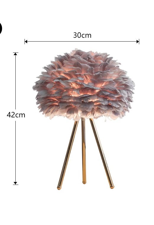 CITRA Desk Table Lamp with Grey Feather Shade Gold Base Home and Office Use - Warm White - Image 4