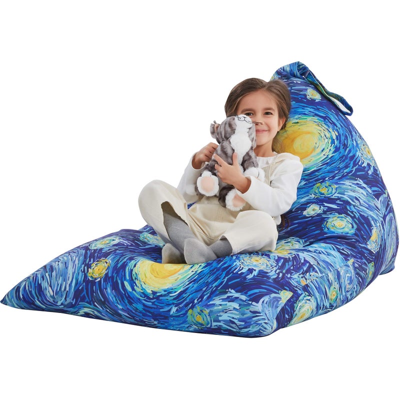 Nobildonna Stuffed Animal Storage Bean Bag Chair Cover for Kids Teens No Filler 250L Washable Large Beanbag Cover for Kids Room Organizing Plush Toys or Home Living Room TextileStarry Night