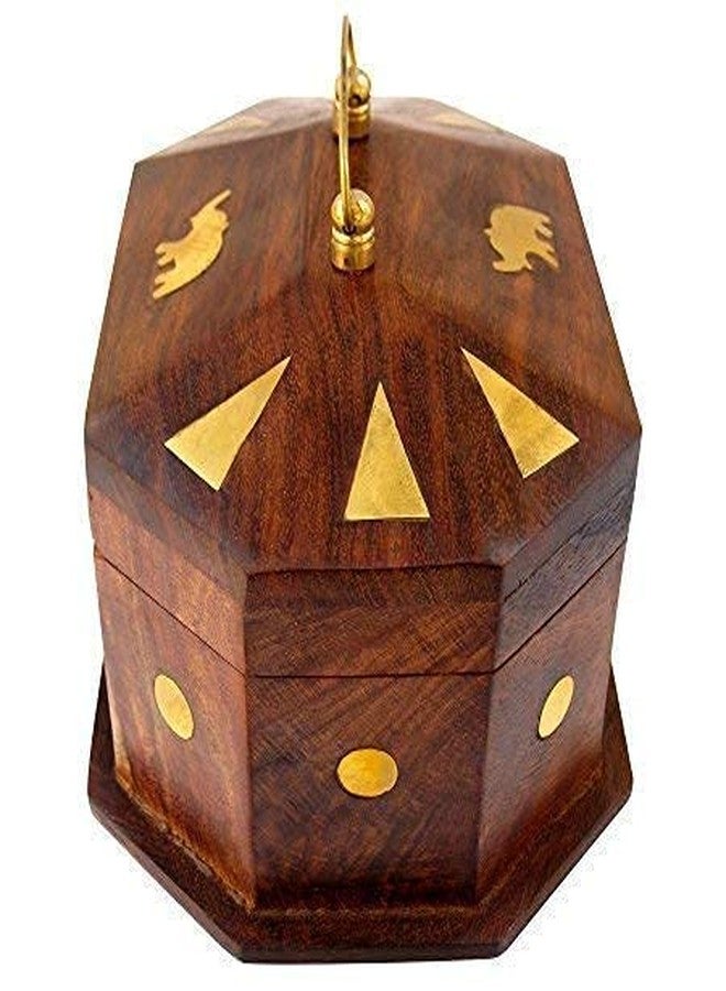 ITOS365 Handmade Wooden Jewellery Box For Women - Wood Brown Mix | Durable & Elegant Jewel Organizer With Elephant Décor | Jewellery Storage Box With Latch Closure - 6 Inches - Image 2