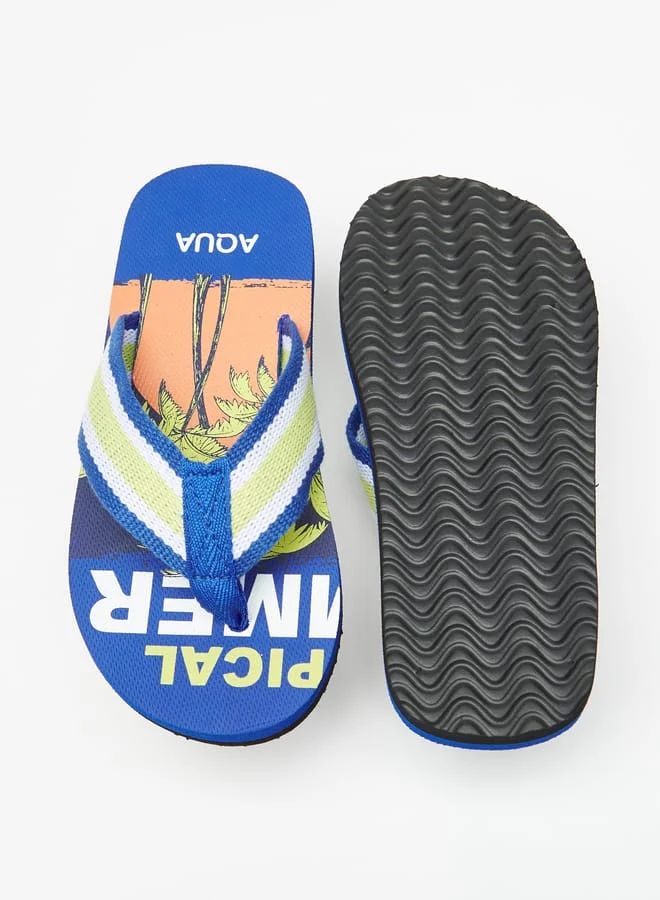 Aqua Printed Flip Flops