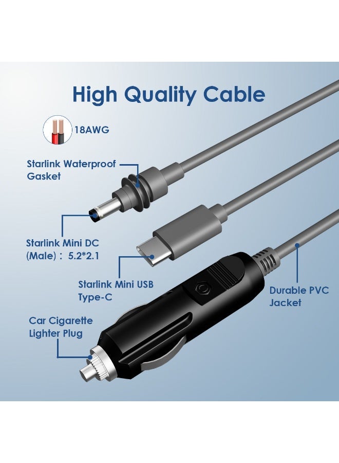 3-in-1 DC Power Cable for Starlink Mini [3m/5m Options] | 100W PD USB-C, 12V/24V Car Plug & DC Cord | IP68 Waterproof 18AWG Heavy Duty Charging Cable - Image 2