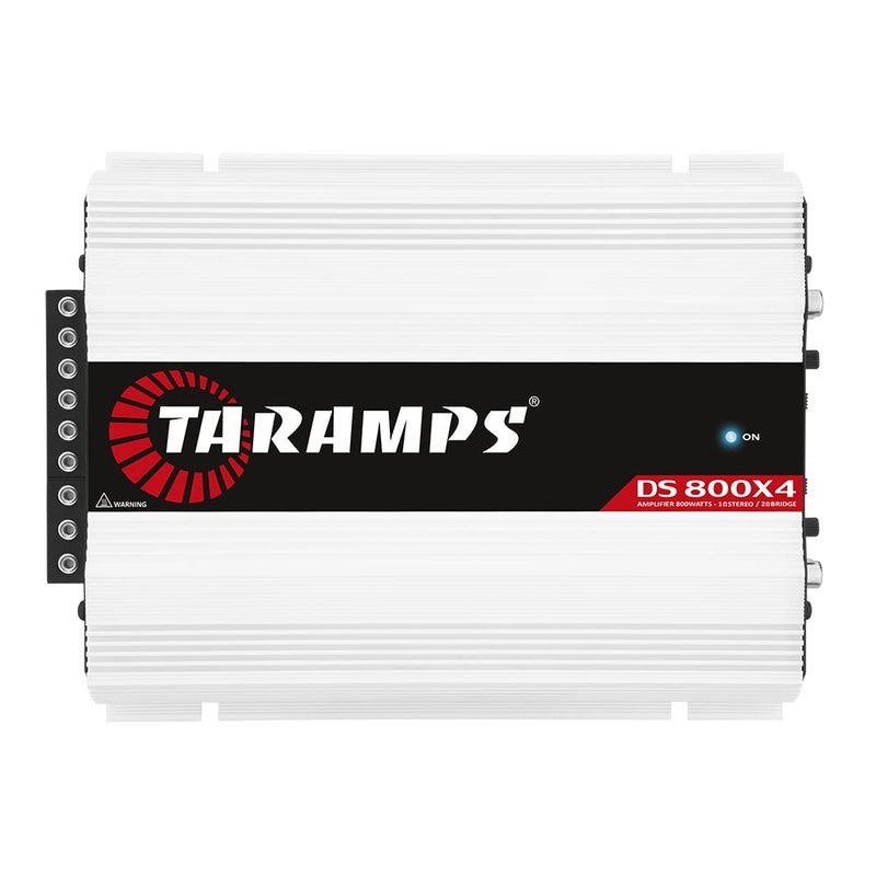 Taramp's تارامبس DS 800x4 1 أوم 800 واط RMS مضخم صوت سيارة 4 قنوات 200x4 RMS، فئة D، نطاق كامل، تقاطع تمرير عالي / منخفض ثابت، قابل للجسر، أبيض - Image 1