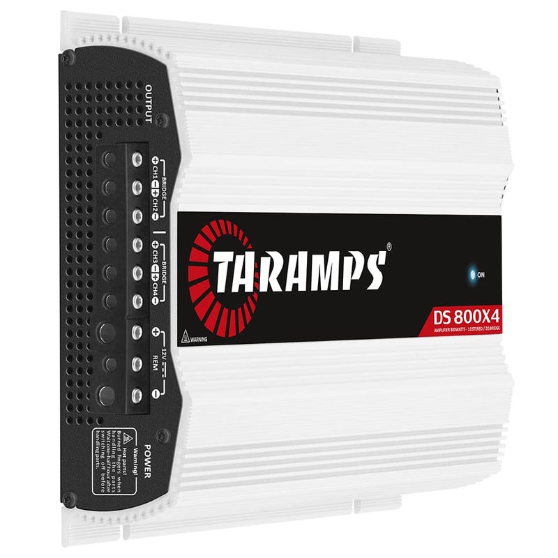 Taramp's تارامبس DS 800x4 1 أوم 800 واط RMS مضخم صوت سيارة 4 قنوات 200x4 RMS، فئة D، نطاق كامل، تقاطع تمرير عالي / منخفض ثابت، قابل للجسر، أبيض - Image 2