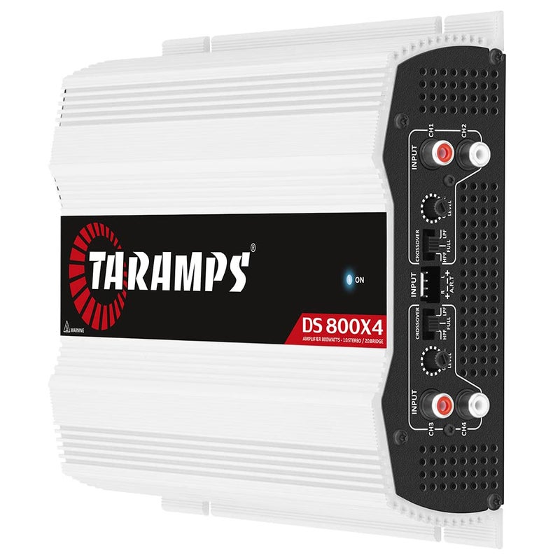 Taramp's تارامبس DS 800x4 1 أوم 800 واط RMS مضخم صوت سيارة 4 قنوات 200x4 RMS، فئة D، نطاق كامل، تقاطع تمرير عالي / منخفض ثابت، قابل للجسر، أبيض - Image 3